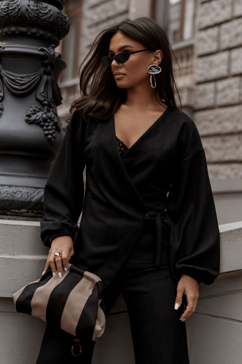 Дамски комплект HOPE с блуза и панталон - черен LaBalancia Roberto Fashion Store Set 5907378527717 M/L