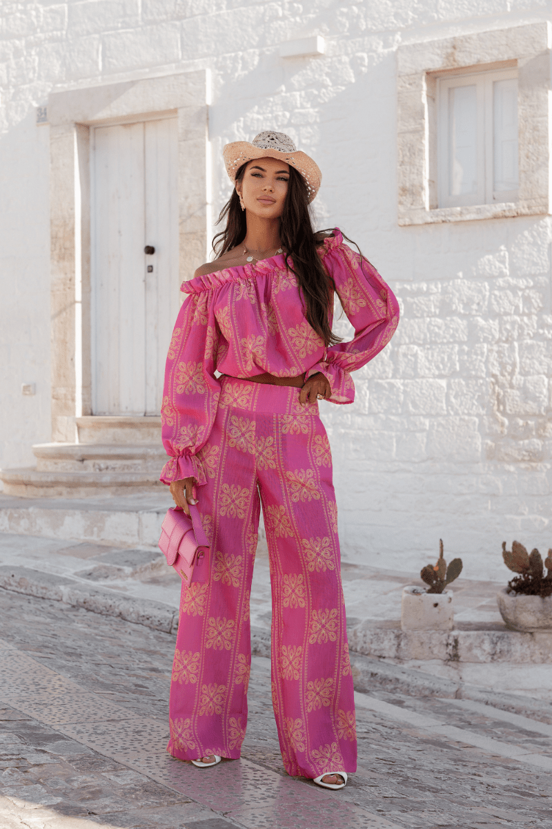 Дамски комплект лен - MIA, Ricamo Pink (розов) LaBalancia Roberto Fashion Store Set 5907378522132 XS/S