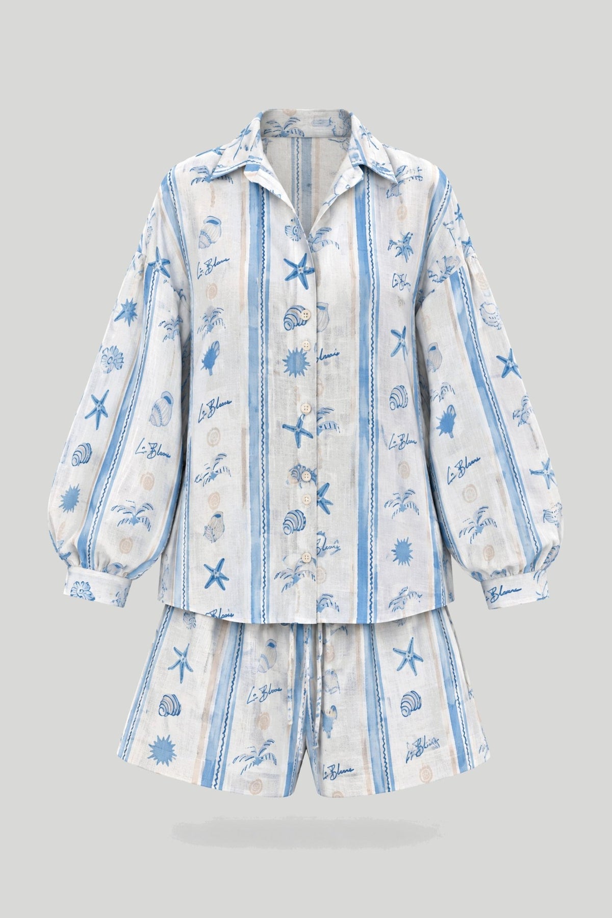 Дамски комплект лен MOLLY - Синьо море (Blue seaside) LaBalancia Roberto Fashion Store Set 5907378522286 UNI