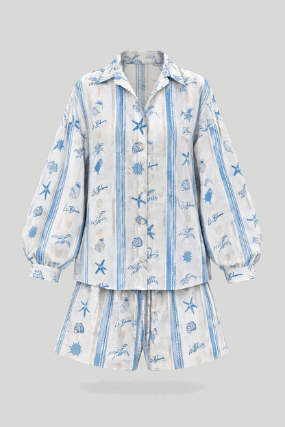 Дамски комплект лен MOLLY - Синьо море (Blue seaside) LaBalancia Roberto Fashion Store Set 5907378522286 UNI