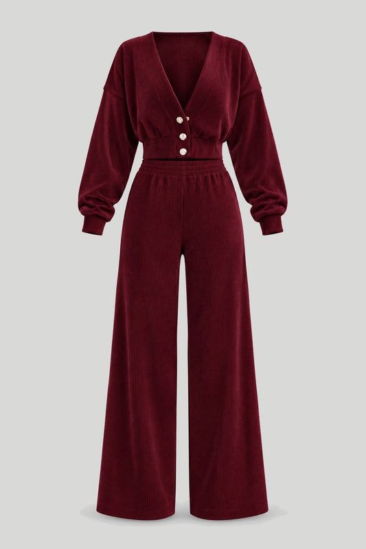 Women's MEGGI cord set - burgundy – снимка на продукта