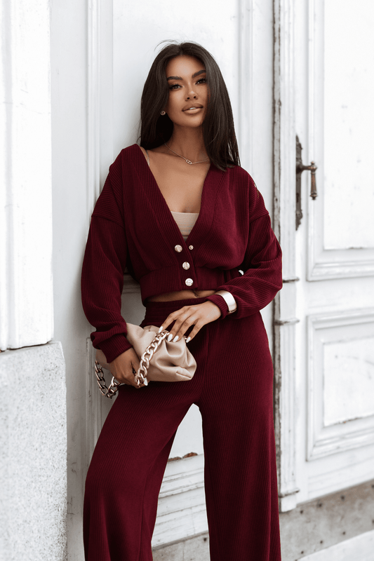 Дамски комплект MEGGI от шнур - бордо LaBalancia Roberto Fashion Store Set 5907378523412 XS/S