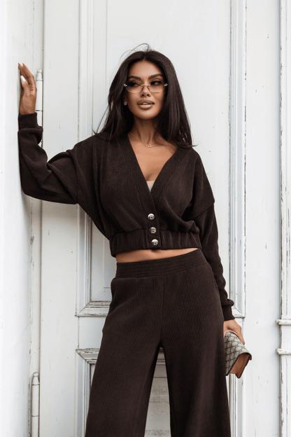 Дамски комплект MEGGI от шнур, кафяв LaBalancia Roberto Fashion Store Set 5907378523436 M/L
