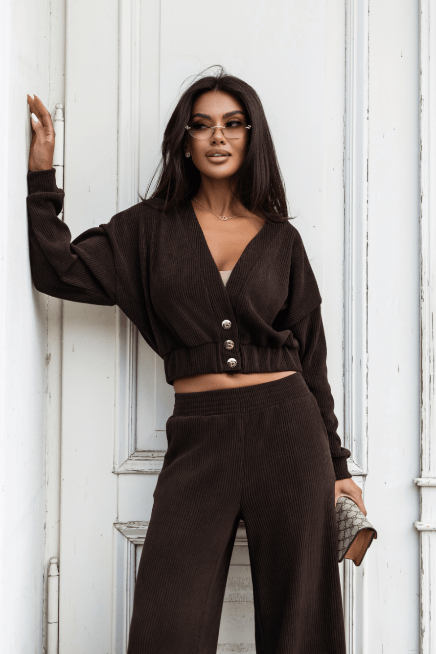Дамски комплект MEGGI от шнур, кафяв LaBalancia Roberto Fashion Store Set 5907378523443 XS/S