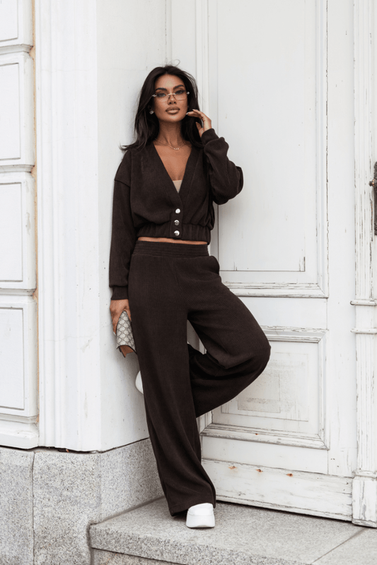 Дамски комплект MEGGI от шнур, кафяв LaBalancia Roberto Fashion Store Set 5907378523443 XS/S