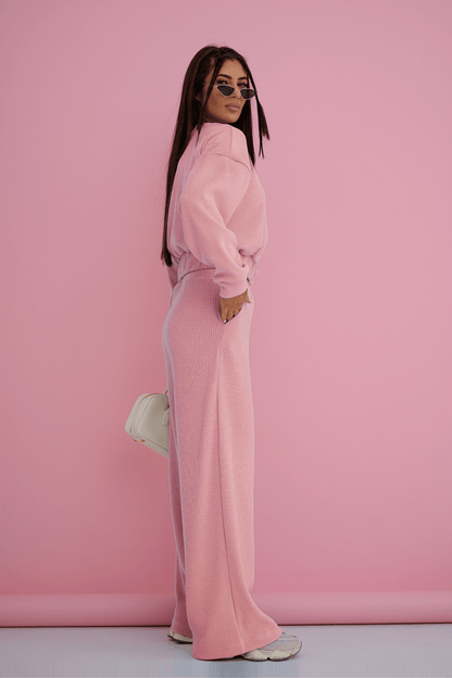 Дамски комплект MEGGI шнуровани панталони и риза - Розово LaBalancia Roberto Fashion Store Set 5907378520817 XS/S