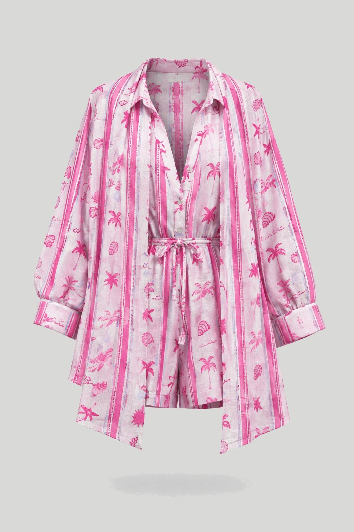 Дамски комплект MOLLY — ленена рокля и шал, Розово крайбрежие LaBalancia Roberto Fashion Store Set 5907378522279 UNI