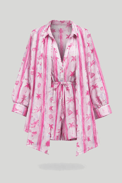 Дамски комплект MOLLY — ленена рокля и шал, Розово крайбрежие LaBalancia Roberto Fashion Store Set 5907378522279 UNI
