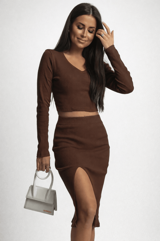 Дамски Комплект NELLY в Браун - Стилен и Удобен за Всекидневие и Специални Поводи LaBalancia Roberto Fashion Store Set 5907378518708 UNI
