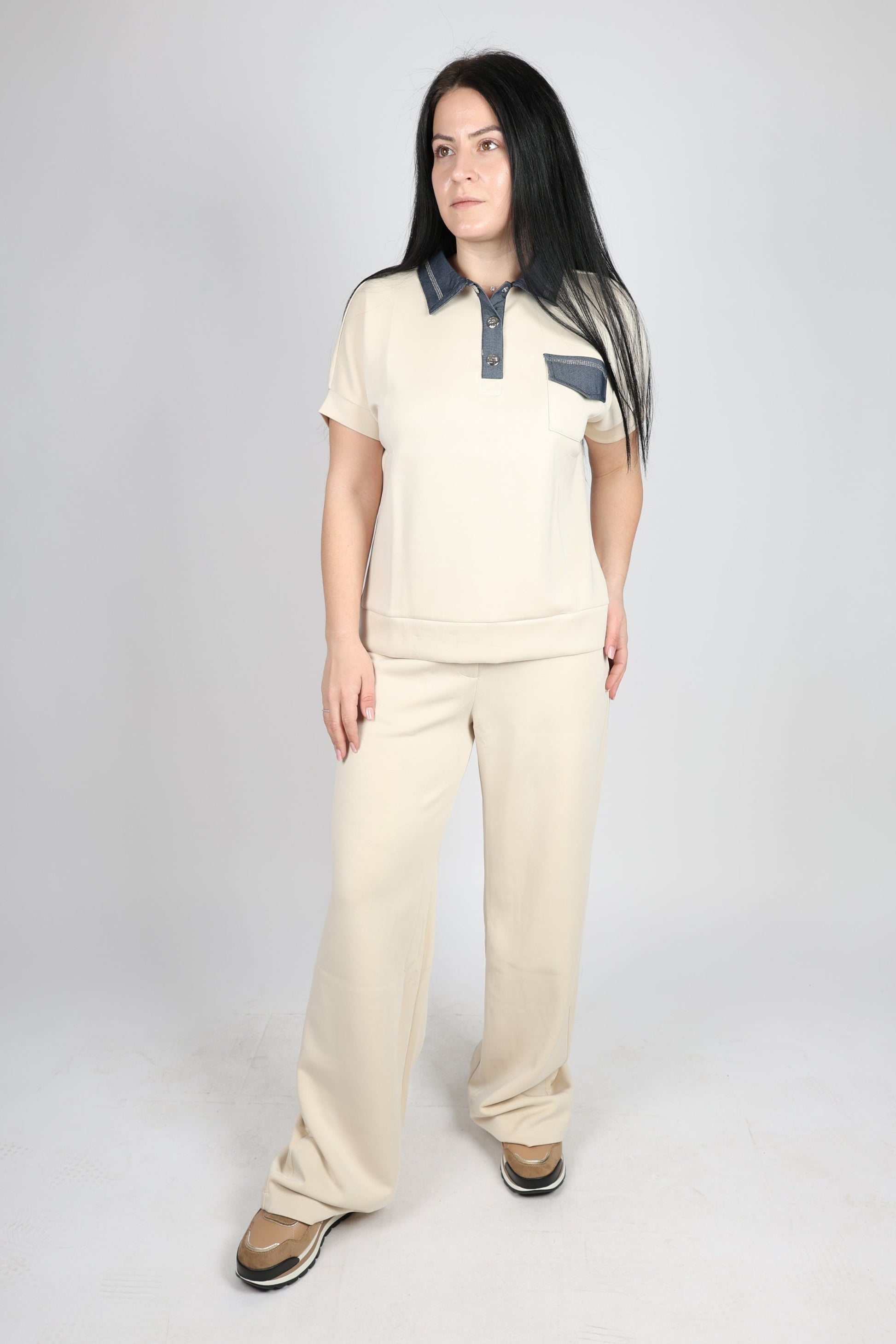 Дамски Комплект от 2 Части, Бежов Roberto Fashion Store Set RBRF1903STBEIGES Beige S
