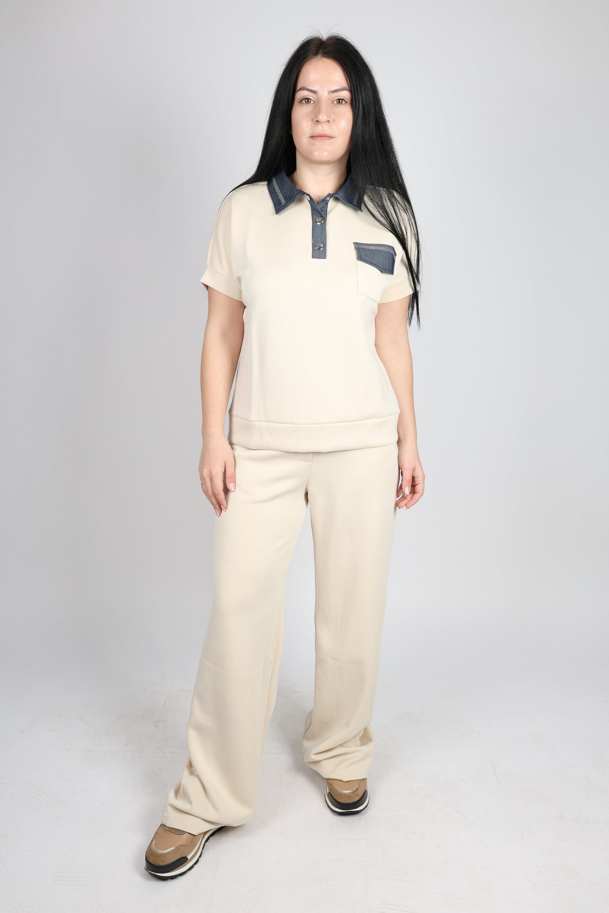 Дамски Комплект от 2 Части, Бежов Roberto Fashion Store Set RBRF1903STBEIGES Beige S