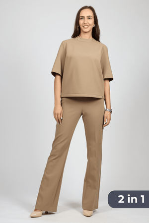 Conjunto de 2 piezas para mujer, Beige