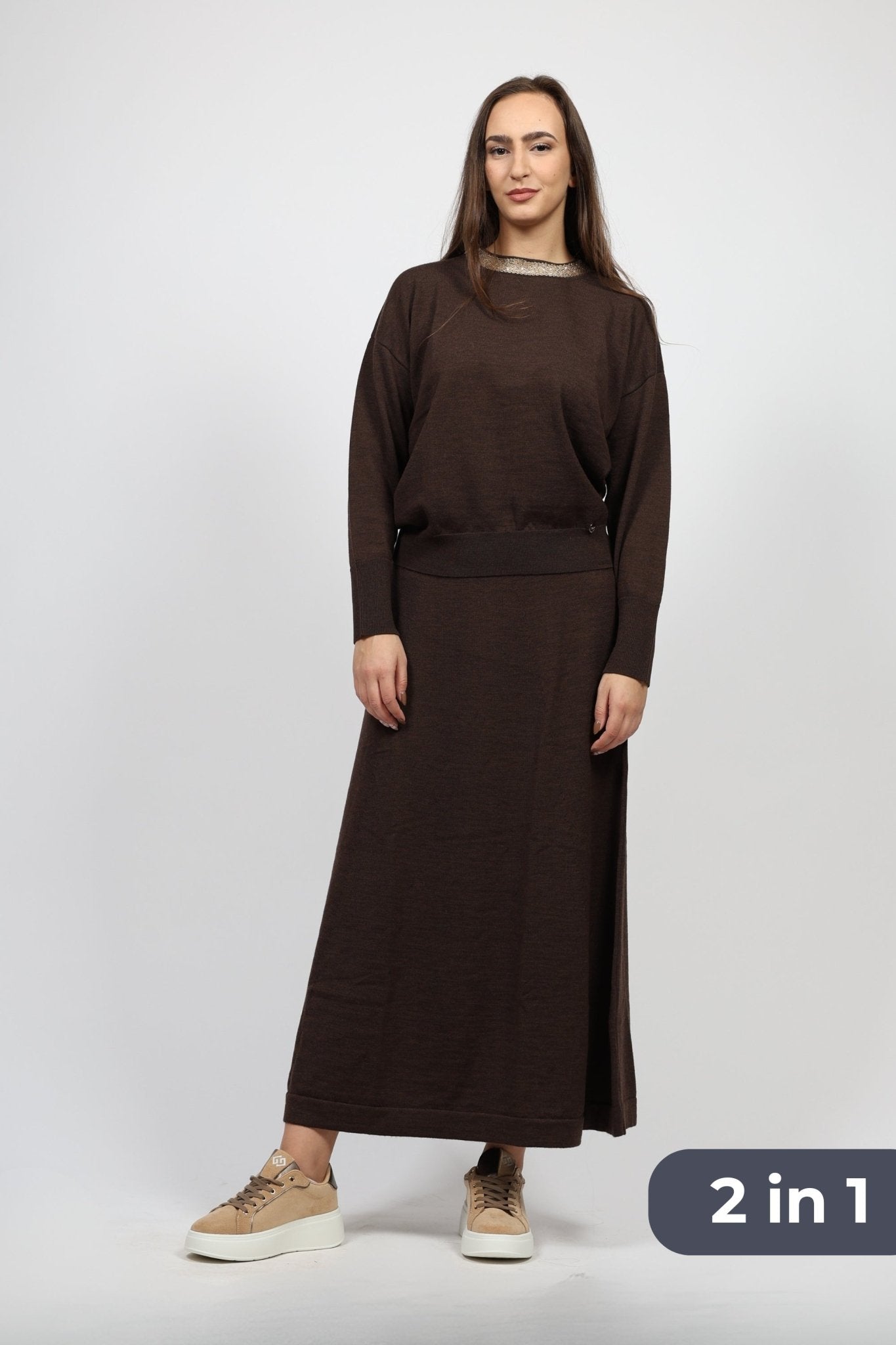 Дамски Комплект от 2 части, Кафяв Serianno Collection S Roberto Fashion Store Set SER1411SETBRWSEQS S Кафяв