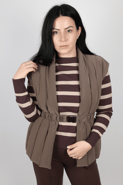 Дамски Комплект от 3 Части, Бял, Кафяв & Черен Roberto Fashion Store Set ROBE1126 S INTL Brown