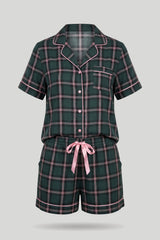 Conjunto de Pijama para Mujer DAISY - Modelo a Cuadros Verde para un Sueño Acogedor