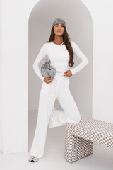 Damen-Set SHIRA mit langen Ärmeln in elegantem Ecru für jeden Anlass