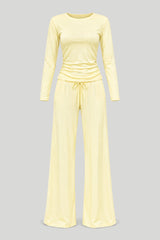 Conjunto Feminino SHIRA de Manga Longa em Amarelo - Estilo e Conforto para o Dia a Dia