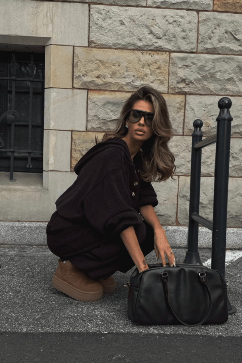 VENICE women's set – brown, blouse and trousers, one size, 95% cotton, 5% elastane, casual and comfortable model