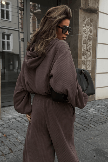Damen-Set VENICE aus Baumwolle und Elasthan – Bluse und Hose, dunkles Fango, Einheitsgröße LaBalancia Roberto Fashion Store One piece 5907378527663 UNI