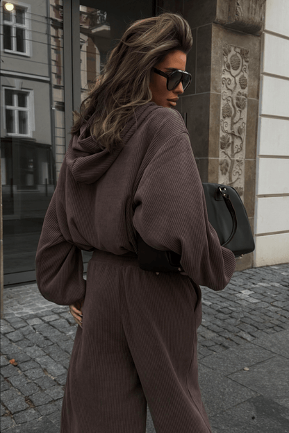Damen-Set VENICE aus Baumwolle und Elasthan – Bluse und Hose, dunkles Fango, Einheitsgröße LaBalancia Roberto Fashion Store One piece 5907378527663 UNI