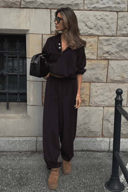 Damen-Set VENICE in Schwarz – Bluse und Hose, 95 % Baumwolle und 5 % Elasthan, Einheitsgröße, bequemes sportlich-elegantes Alltagsmodell LaBalancia Roberto Fashion Store One piece 5907378527656 UNI