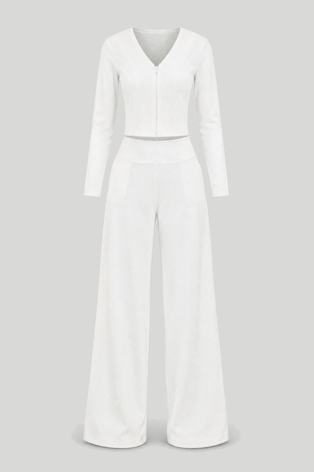 Дамски комплект WILLOW – къса жилетка и широк панталон, екрю LaBalancia Roberto Fashion Store Set 5907378520763 XS/S