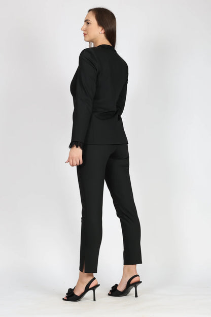 Дамски Костюм от 2 Части с дантела, Черен Roberto Fashion Store Roberto Fashion Store One piece MER0612SUIBLKBLZ36 36