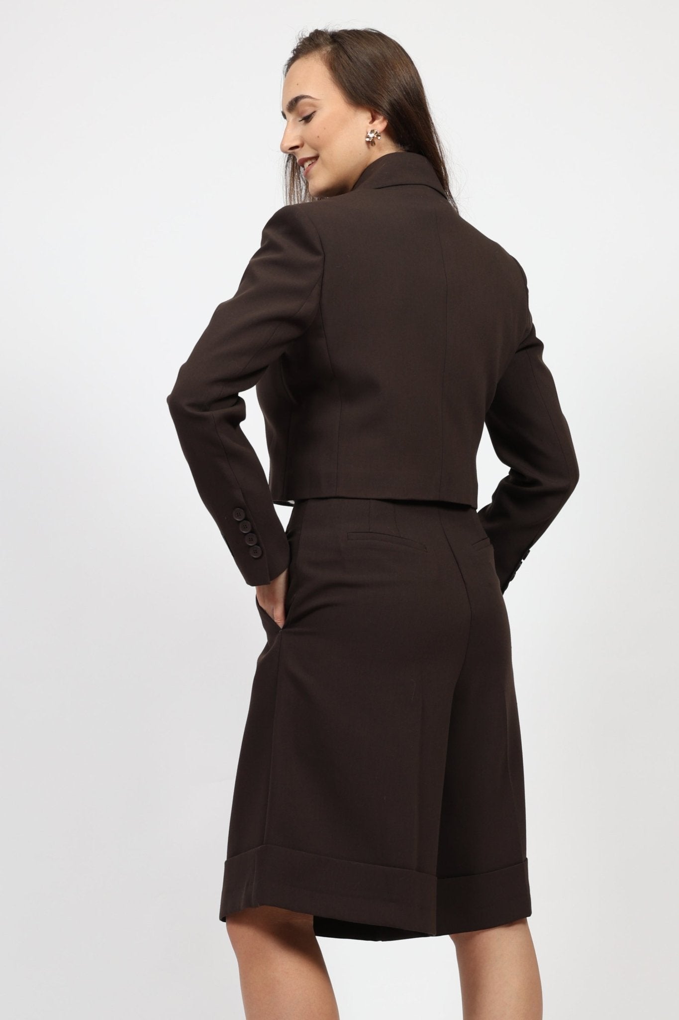 Дамски Костюм - Сако + Къс Панталон, Кафяв VIPART Roberto Fashion Store Set VPR0311SETBRWTRK36 36 Кафяв