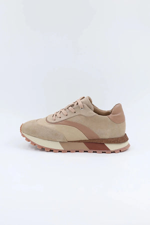 Baskets Sport en Cuir pour Femme, Beige