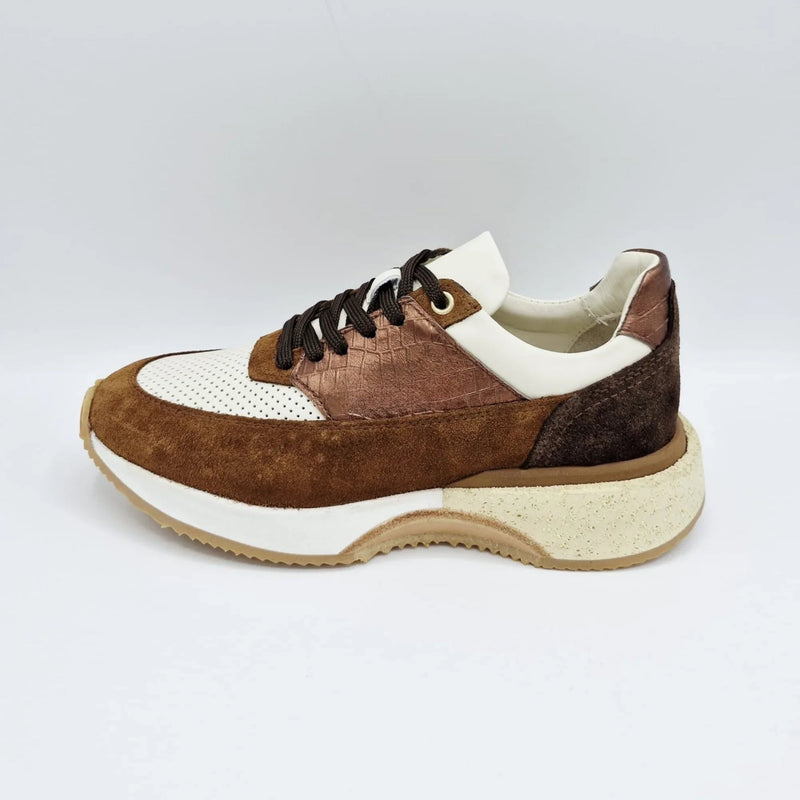 Women's Leather Sports Sneakers, Brown