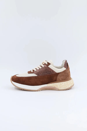Zapatillas Deportivas de Piel para Mujer, Marrón
