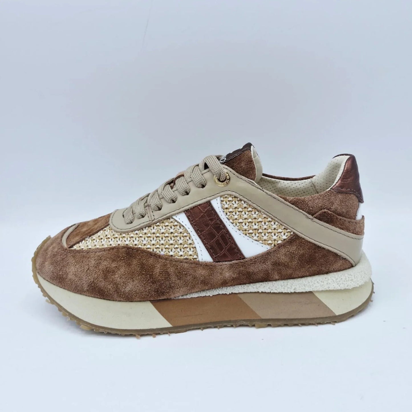 Дамски Кожени Спортни Сникърси с текстил, Кафяв Roberto Fashion Roberto Fashion Store Sneakers NUS0402SNEBROTEX37 37