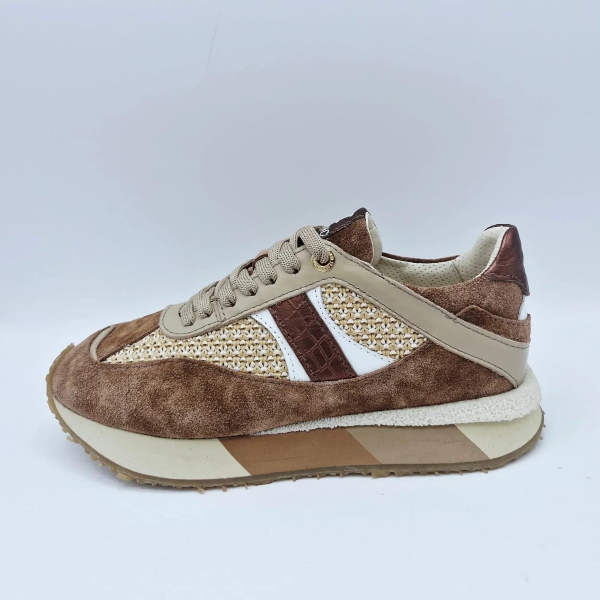 Дамски Кожени Спортни Сникърси с текстил, Кафяв Roberto Fashion Roberto Fashion Store Sneakers NUS0402SNEBROTEX37 37