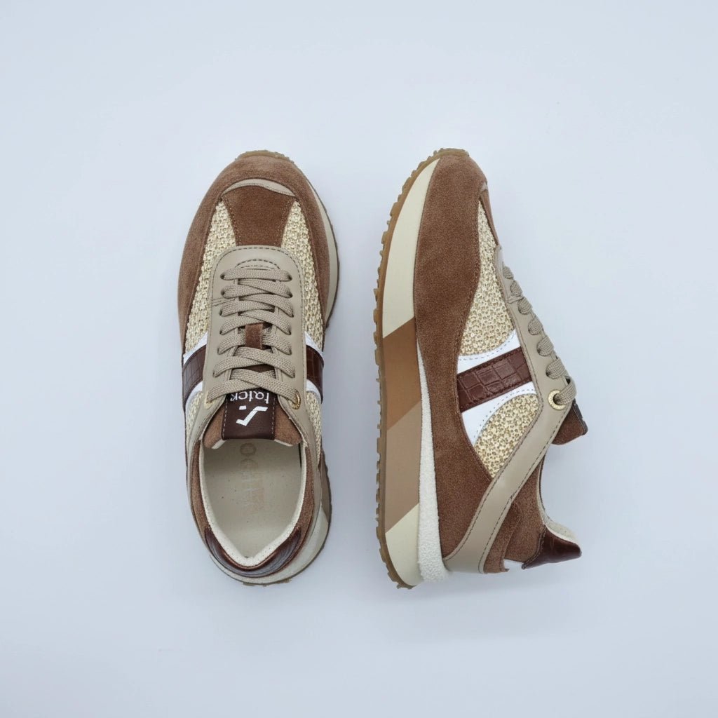 Дамски Кожени Спортни Сникърси с текстил, Кафяв Roberto Fashion Roberto Fashion Store Sneakers NUS0402SNEBROTEX37 37