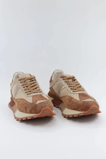 Дамски Кожени Спортни Сникърси с текстил, Кафяв Roberto&Co Roberto Fashion Store Sneakers NUS0402SNEBROTEX37 37