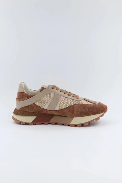 Дамски Кожени Спортни Сникърси с текстил, Кафяв Roberto&Co Roberto Fashion Store Sneakers NUS0402SNEBROTEX37 37