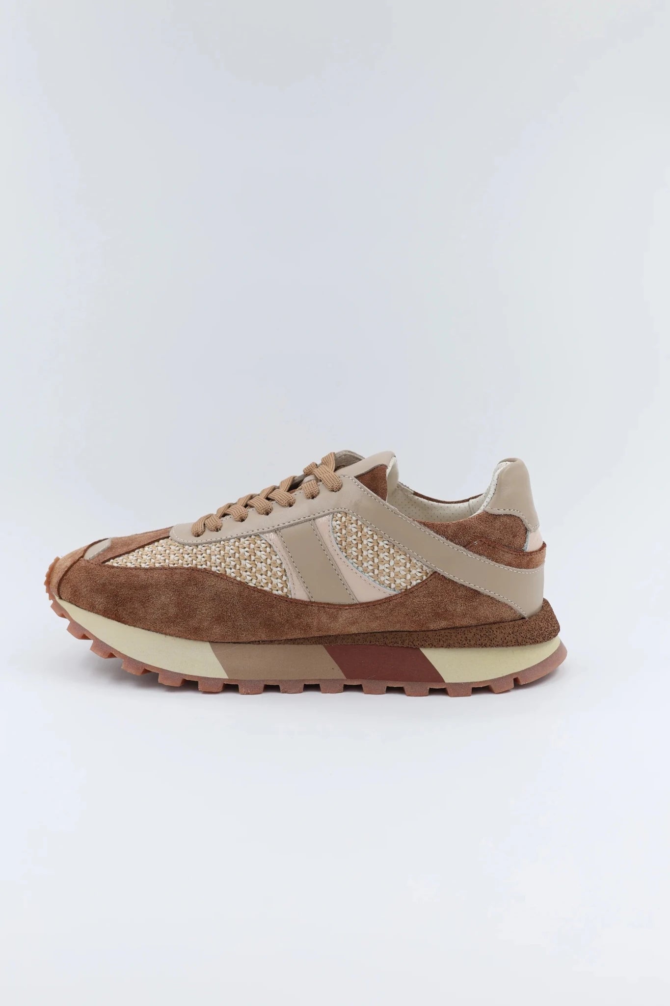 Дамски Кожени Спортни Сникърси с текстил, Кафяв Roberto&Co Roberto Fashion Store Sneakers NUS0402SNEBROTEX37 37