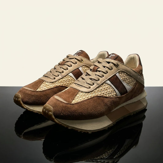 Дамски Кожени Спортни Сникърси с текстил, Кафяв Roberto&Co Roberto Fashion Store Sneakers NUS0402SNEBROTEX37 37