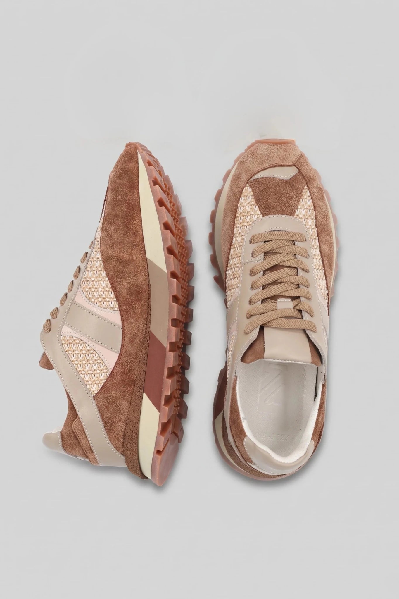 Дамски Кожени Спортни Сникърси с текстил, Кафяв Roberto&Co Roberto Fashion Store Sneakers NUS0402SNEBROTEX37 37