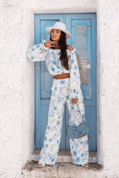 Дамски ленен комплект - MIA, Пижама/Нощница, Floria Blue LaBalancia Roberto Fashion Store Set 5907378522064 XS/S
