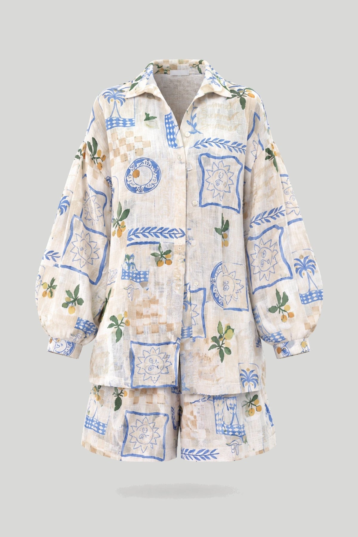 Дамски ленен комплект MOLLY – риза-туника и шорти, Malibu жълто LaBalancia Roberto Fashion Store Set 5907378522255 UNI