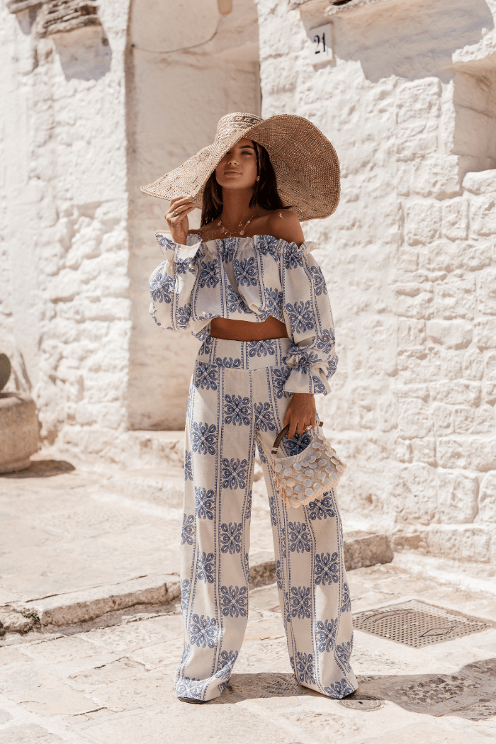 Дамски ленен комплект - Ricamo, Спално бельо, Син (Ricamo blue) LaBalancia Roberto Fashion Store Set 5907378522156 M/L