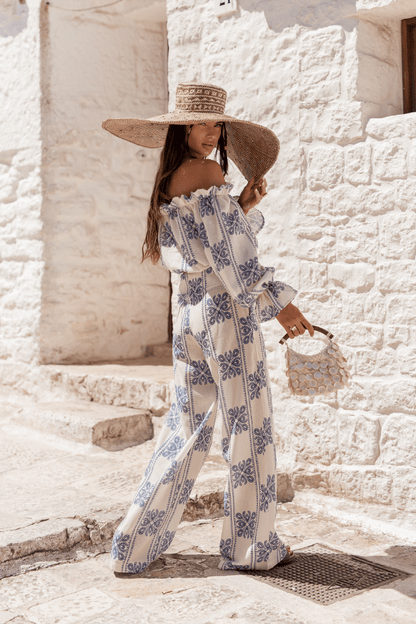 Дамски ленен комплект - Ricamo, Спално бельо, Син (Ricamo blue) LaBalancia Roberto Fashion Store Set 5907378522156 M/L