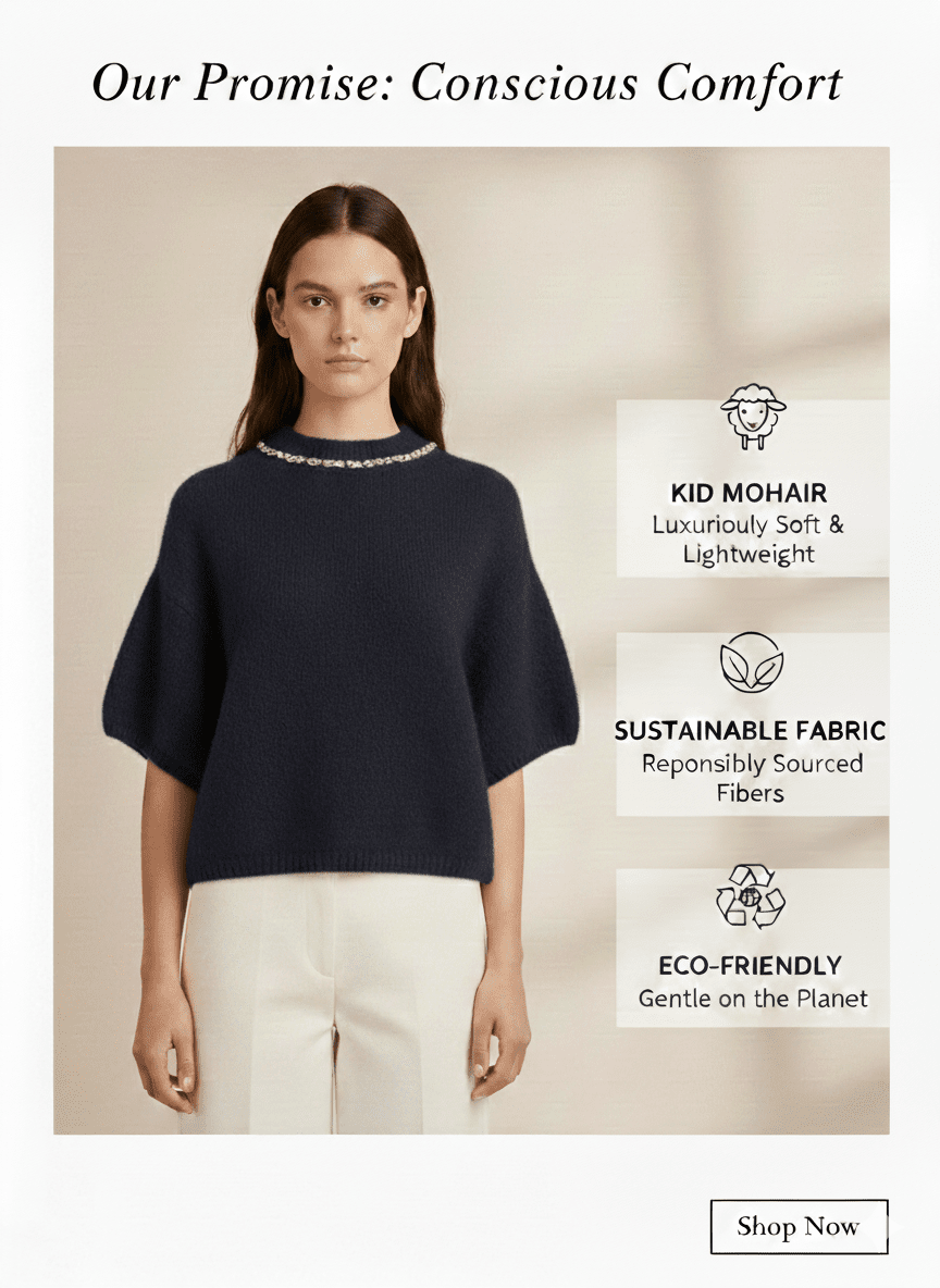 Дамски Мохерен Пуловер, Черен Gold&Gold Roberto Fashion Store Sweater GNG2401SWEBLKKNI TU