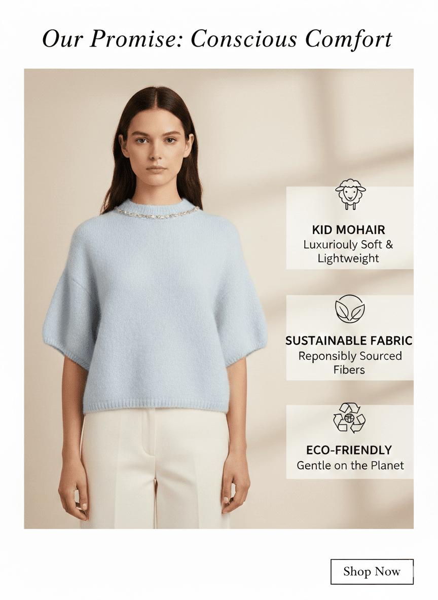 Дамски Мохерен Пуловер, Син Gold&Gold Roberto Fashion Store Sweater GNG2401SWEBLUKNI TU