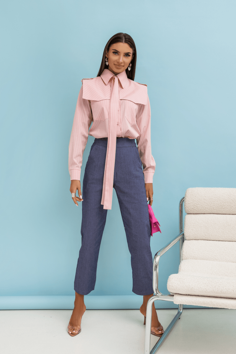 Dames sigarettenbroek NOAH van blauw denim - elastisch, klassieke stijl