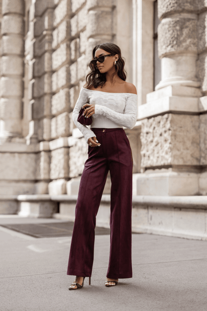 Дамски панталон FERN бордо – елегантен и еластичен, 95% вискоза LaBalancia Roberto Fashion Store Set 5907378515790 L