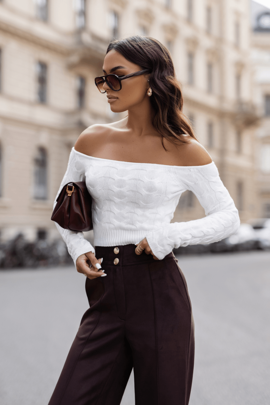 Дамски панталон FERN кафяв – еластичен, 95% вискоза, класически силует LaBalancia Roberto Fashion Store Set 5907378515806 L