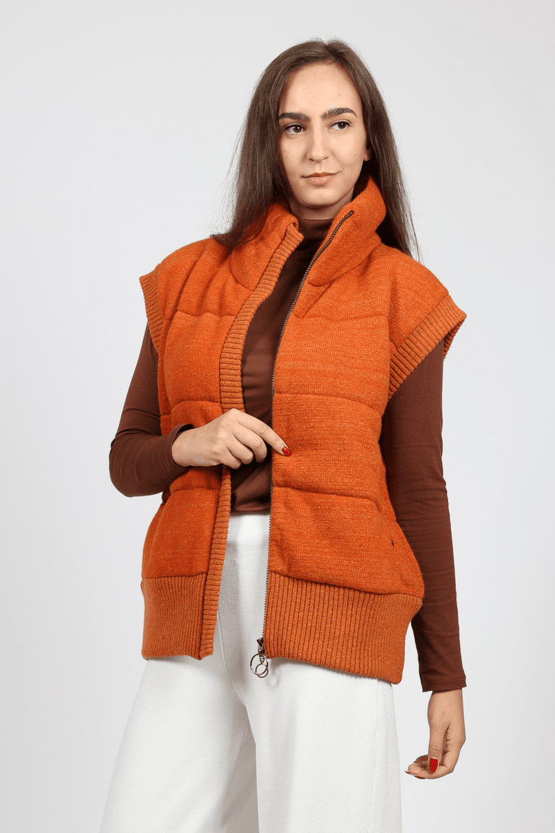 Women's Knitted Vest, Orange