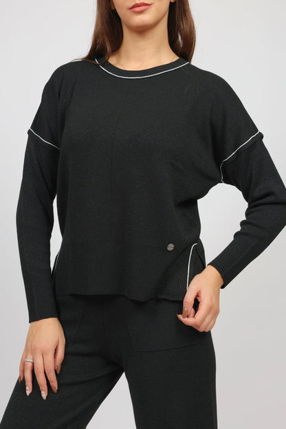 Дамски Плетен Комплект от 2 части, Черен Serianno Collection S Roberto Fashion Store Set SER1711SETBLKBLGS S Черен